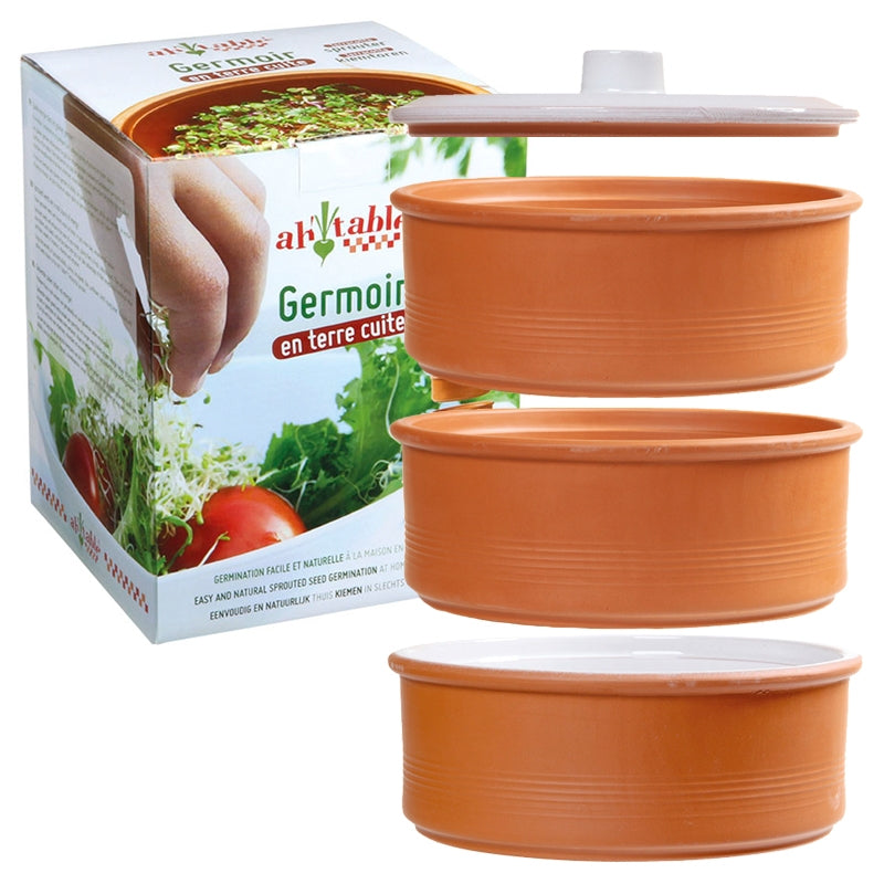 Ah Table ! - Germoir en terre cuite 3 niveaux pour graines à germer