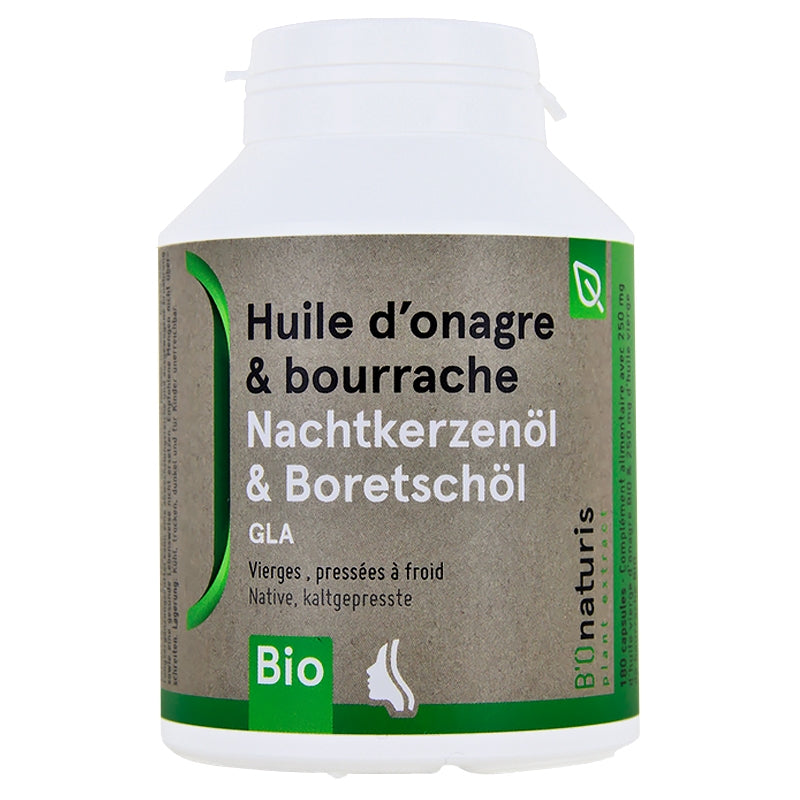 BIOnaturis - Huile d'onagre & bourrache BIO 180 capsules