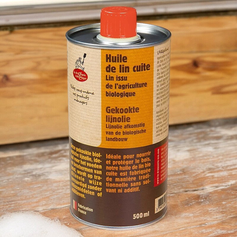 Huile de lin cuite bio 500 ml - protection du bois | La Droguerie Écologique