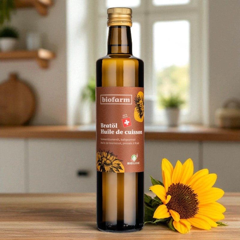 Biofarm - Huile de tournesol pour la cuisson suisse BIO 500ml