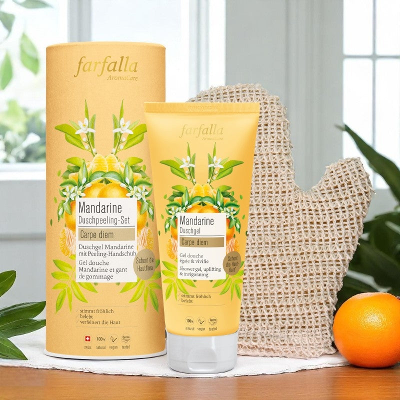 Farfalla - Kit gommage douche mandarine BIO