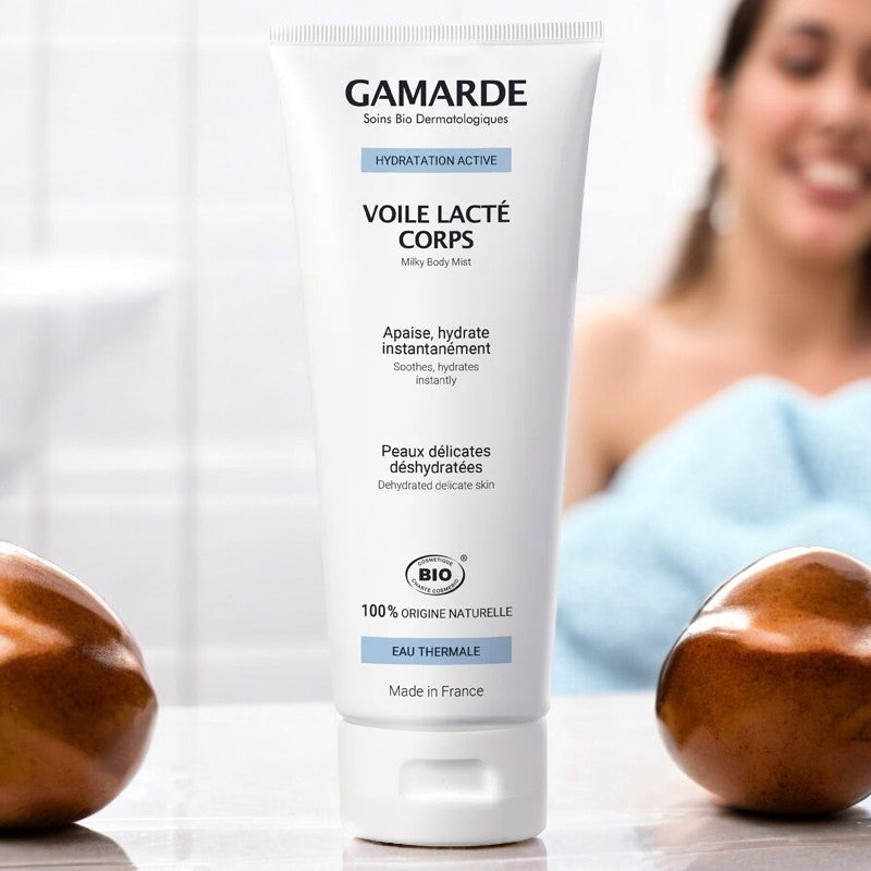 Gamarde - Lait corporel "Voile lacté" BIO - eau thermale - peaux délicates déshydratées - 200g