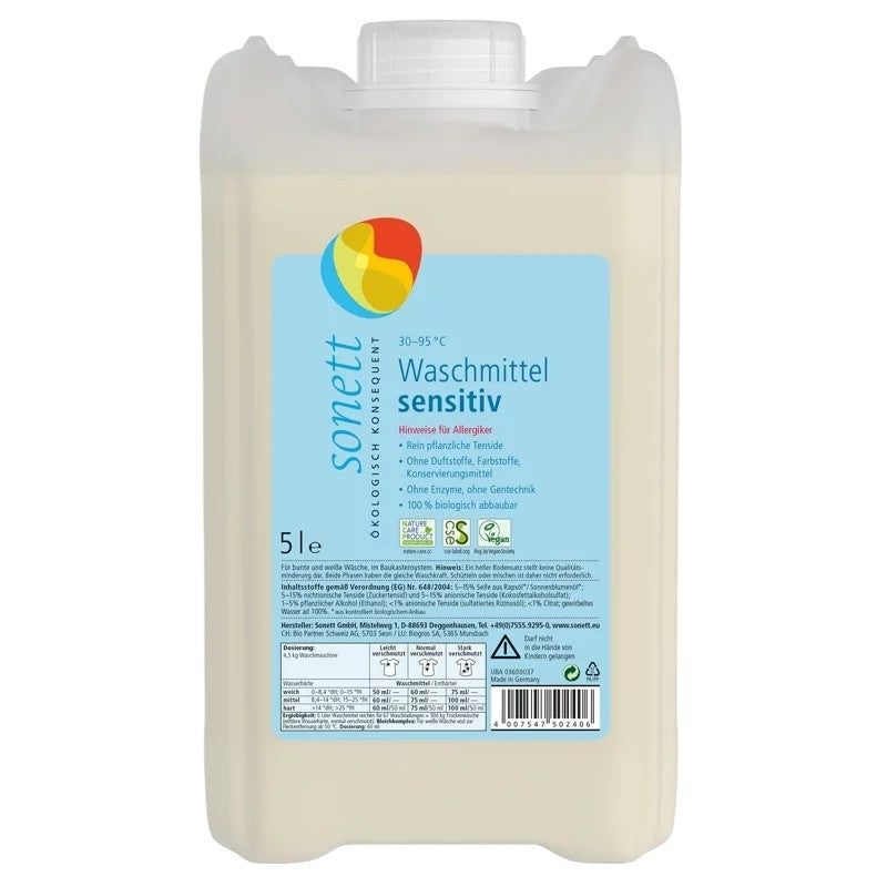 Lessive liquide sensitive sans parfum ECO 5l - Sonett