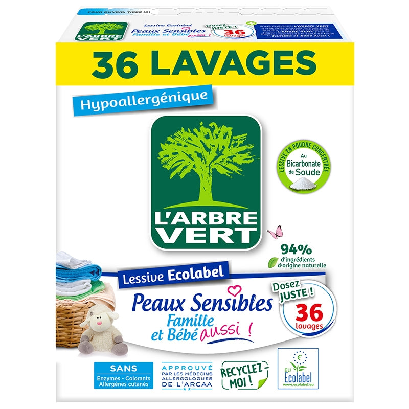 Lessive poudre peaux sensibles 1,8kg - L'Arbre Vert
