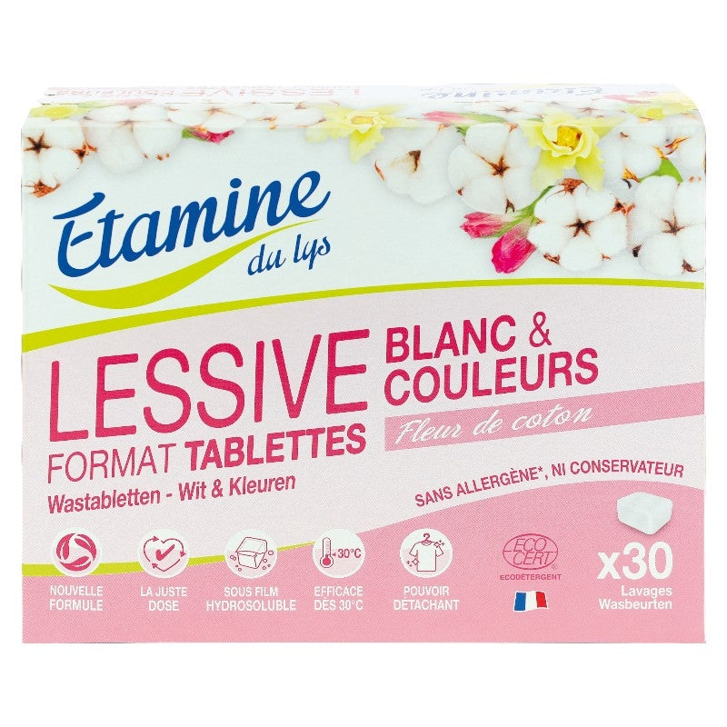 Etamine du Lys - Lessive tablettes fleur de coton 30 tablettes 30 pièces