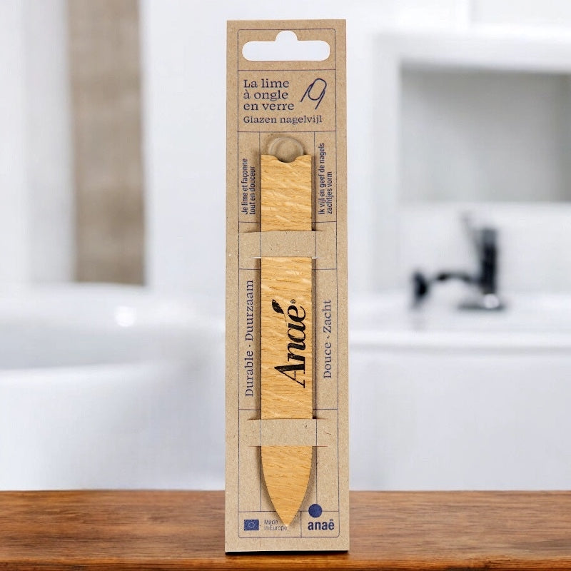 Anaé - Lime à ongles en verre grande avec étui en bois