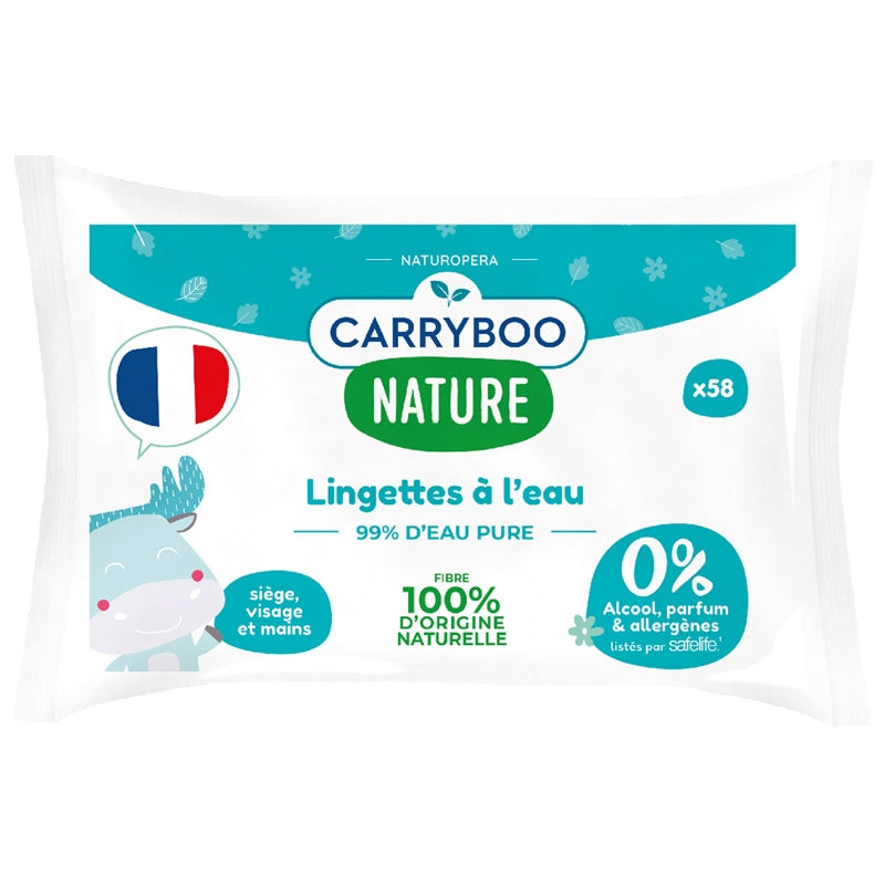 Carryboo - Lingettes à l'eau pure naturel calendula 58 pièces