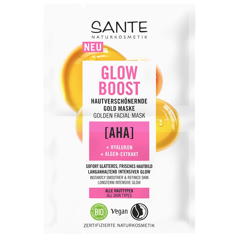 Masque beauté Glow Boost BIO AHA, acide hyaluronique & algue
