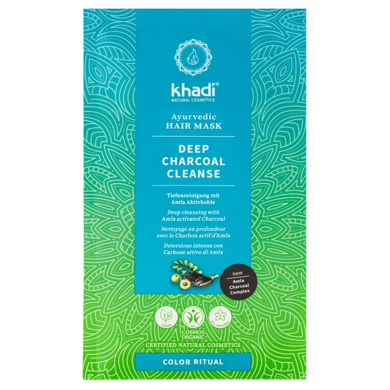 Khadi - Masque capillaire ayurvédique nettoyage BIO charbon actif 50g