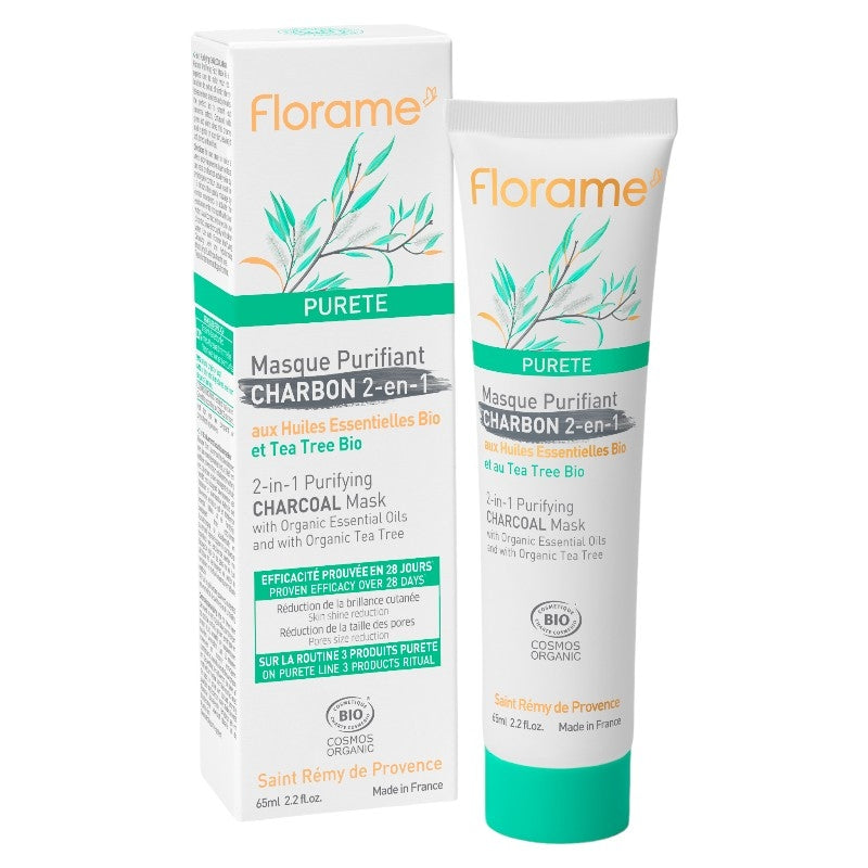 Florame - Reinigende 2-in-1 Maske Aktivkohle & Teebaum BIO 65ml