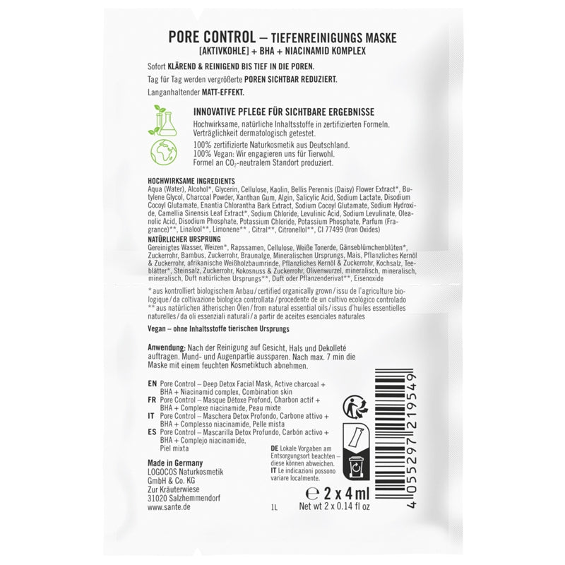 Masque purifiant Pore Control BIO charbon actif & BHA