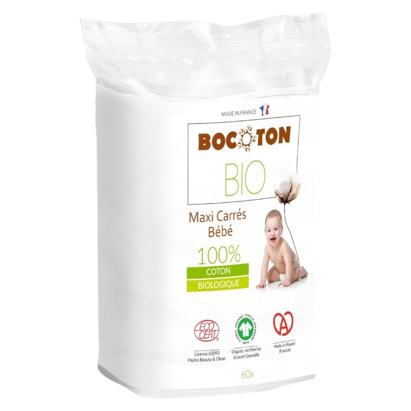 Bocoton - Maxi carrés de coton bébé BIO 60 pièces