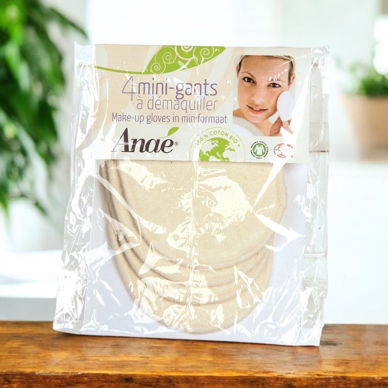 Anaé - Mini gants à démaquiller lavables en coton BIO 4 pièces