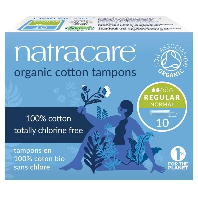 Mini tampons bio sans applicateur Regular flux léger à moyen Natracare - 10 pièces