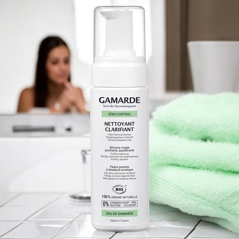 Gamarde - Nettoyant mousse clarifiant BIO - eau thermale - peaux grasses - 160ml