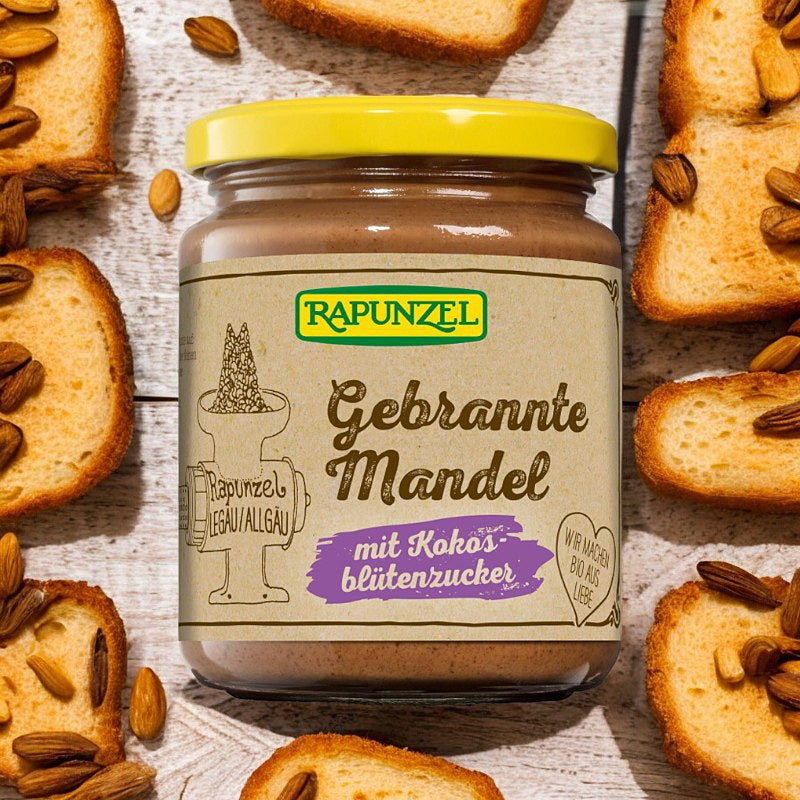 Bio-Zuckeraufstrich mit gerösteten Mandeln und Kokosblüten - 250 g - Rapunzel