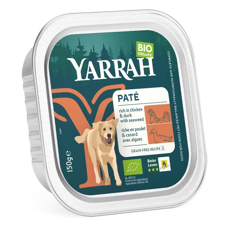 Bio-Hühner- und Entenpastete mit Algen für Hunde - 150 g - Yarrah