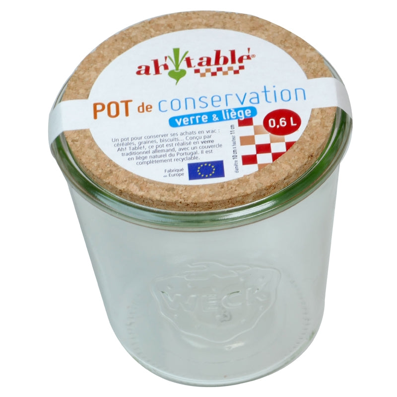 Ah Table ! - Pot de conservation verre Weck 600 ml couvercle liège