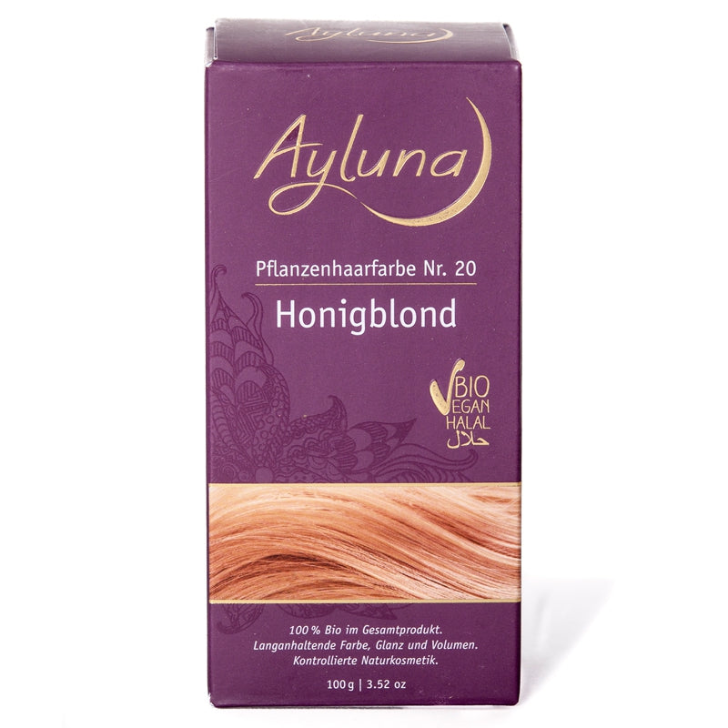 Ayluna - Pflanzliches Haarfärbepulver Nr. 20 Honig-Goldblond BIO 100g