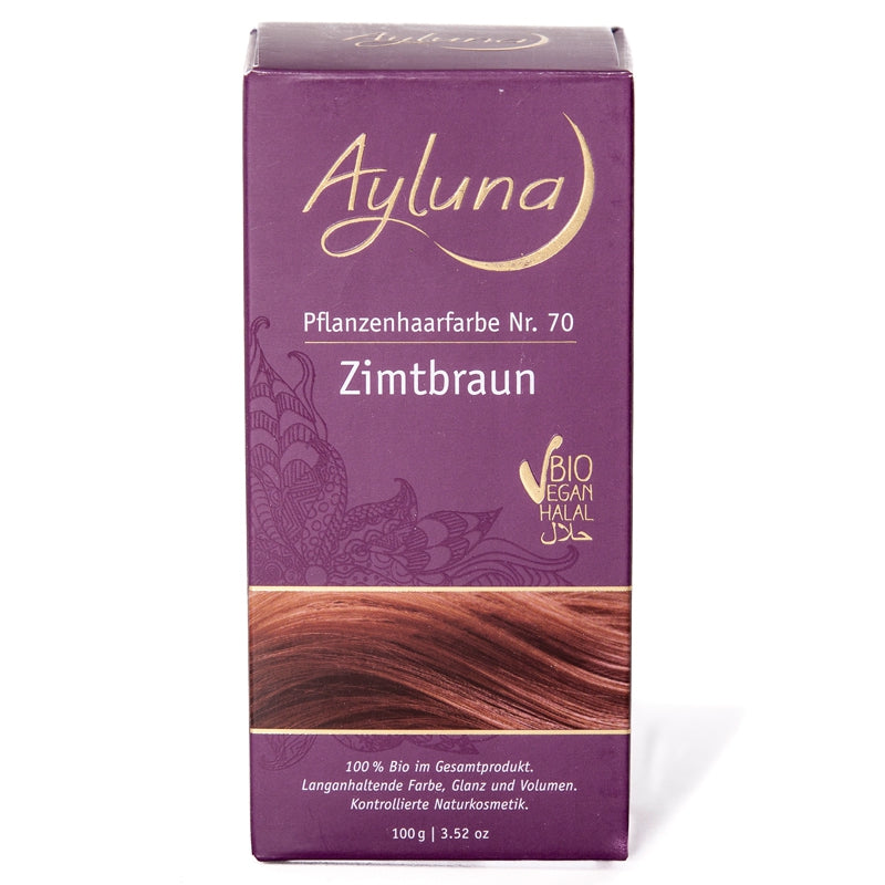 Ayluna - Pflanzliches Haarfärbepulver Nr. 70 Zimtbraun BIO 100g
