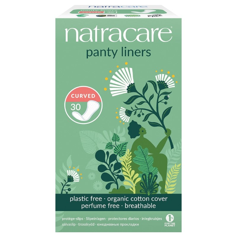 Protège-slips bio Incurvés Natracare - coton GOTS, forme anatomique (30 pièces)