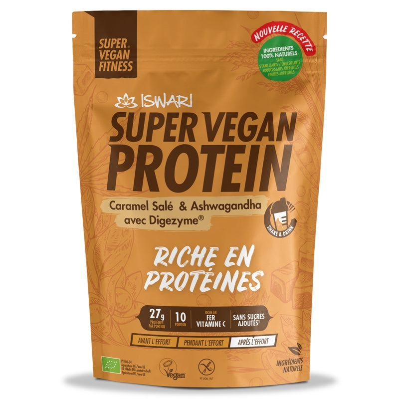 Iswari - Veganes Proteinpulver Salzkaramell Ashwagandha BIO 400g