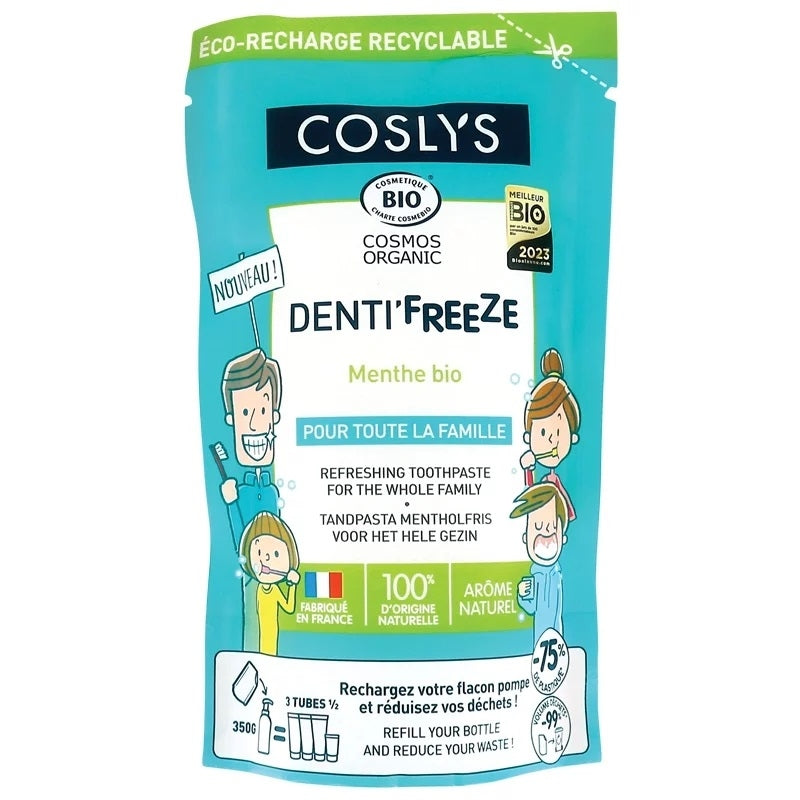Coslys - Nachfüllung Familien-Zahnpasta Minze ohne Fluorid BIO 350g
