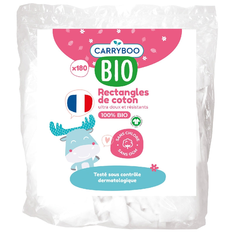 Carryboo - Rectangles de coton BIO - 180 pces