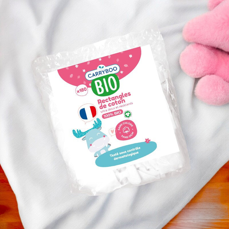 Carryboo - Rectangles de coton BIO - 180 pces