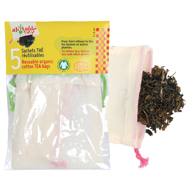 Ah Table ! - Sachets à thé réutilisables en coton bio (5 pièces)