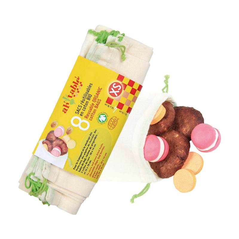 Ah Table ! - Sacs réutilisables en coton bio Taille XS (8 pièces)