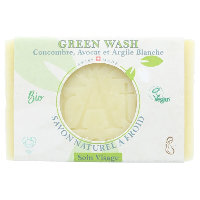 Seife Green Wash Gurke, Avocado & weißer Tonerde BIO