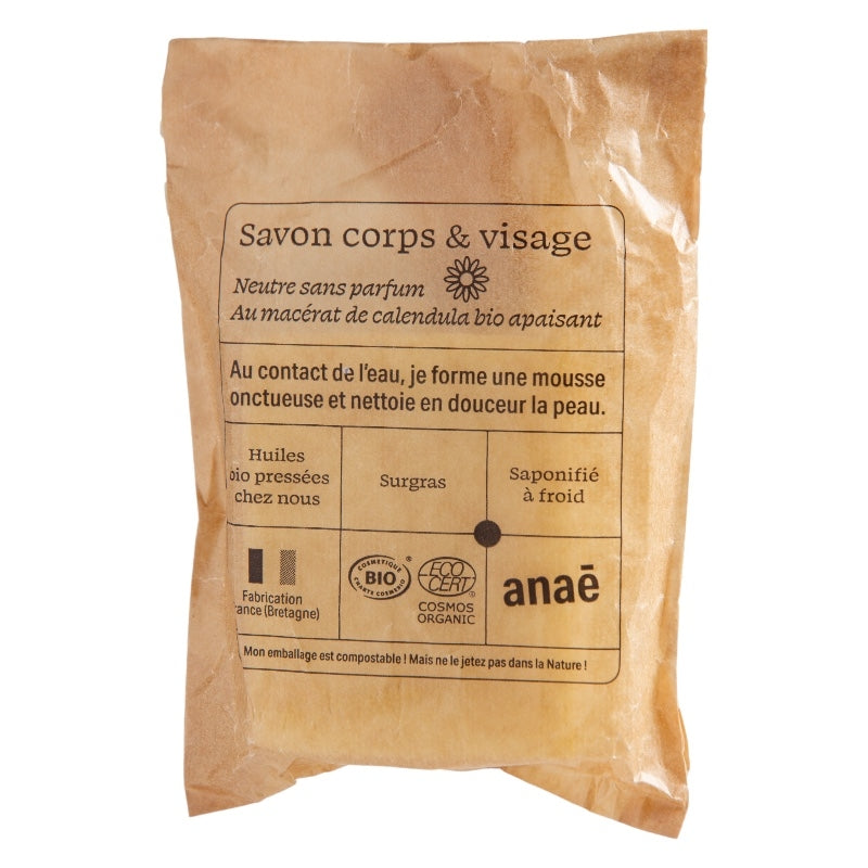 Anaé - Savon corps et visage neutre BIO calendula 100g