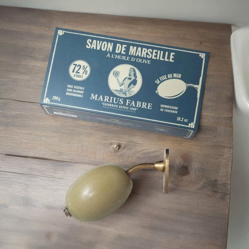 Savon de Marseille vert à fixer au mur