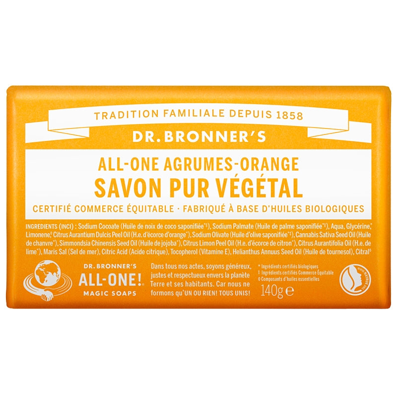 Dr. Bronner's - Savon pur BIO agrumes & orange 140g