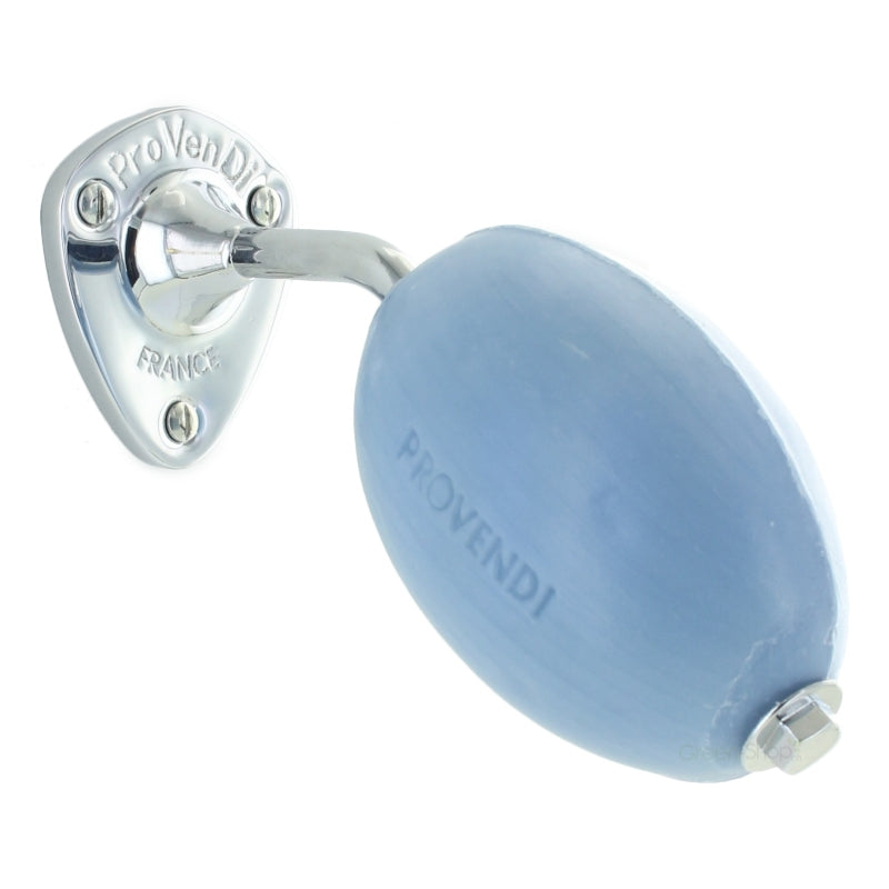 Savon rotatif bleu-violet lavande avec porte-savon chrome