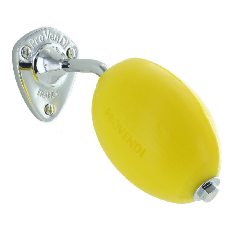 Savon rotatif jaune citron & pomme avec porte-savon chrome