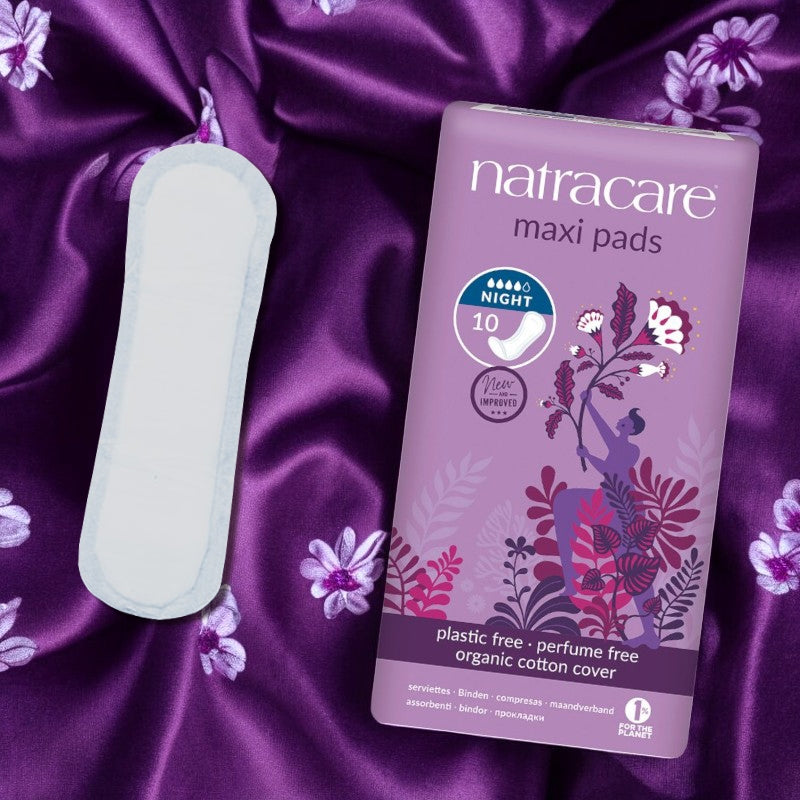 Serviettes hygiéniques bio longues de nuit flux fort Natracare - 10 pièces