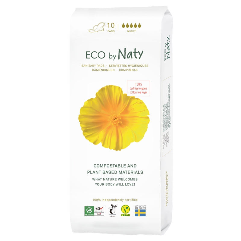 Serviettes hygiéniques bio Naty Nuit - flux très fort (10 pièces)