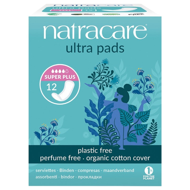 Serviettes hygiéniques bio Super plus sans ailettes flux fort Natracare - 12 pièces