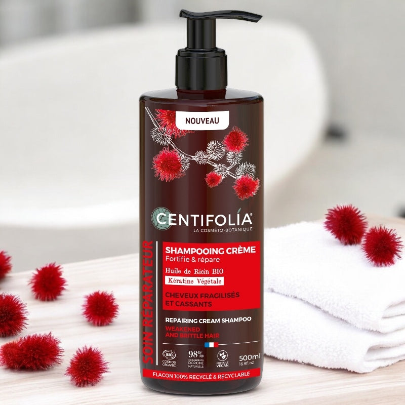 Centifolia - Shampooing crème réparateur BIO ricin & kératine 500ml