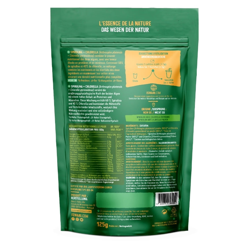 Iswari - Spirulina & Chlorella Pulver Bio 125g