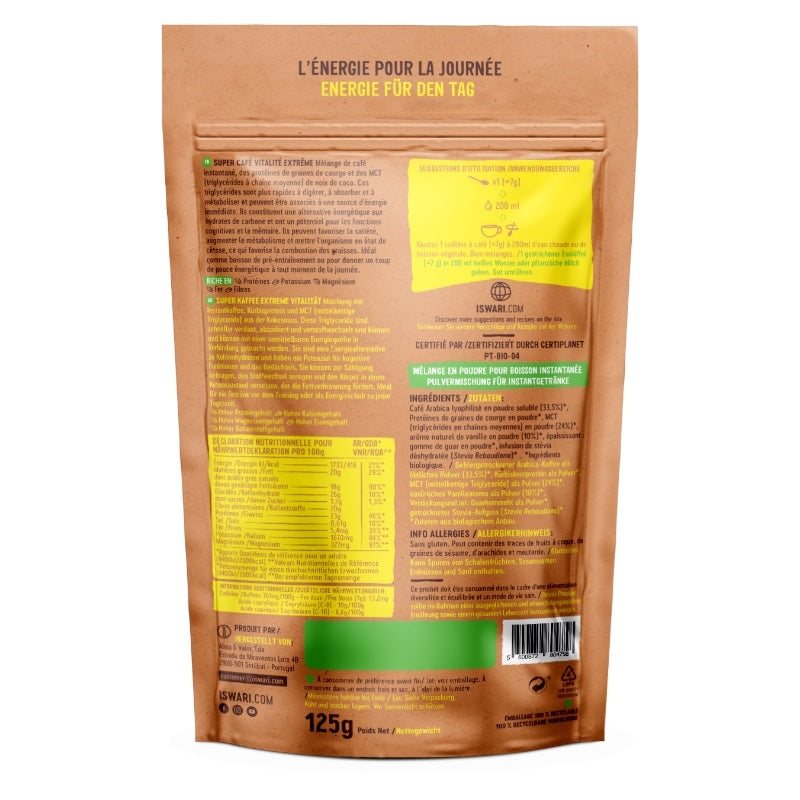 Iswari - Extra Vitality Kaffee, Bio-Arabica & Vanille - 125g 125g