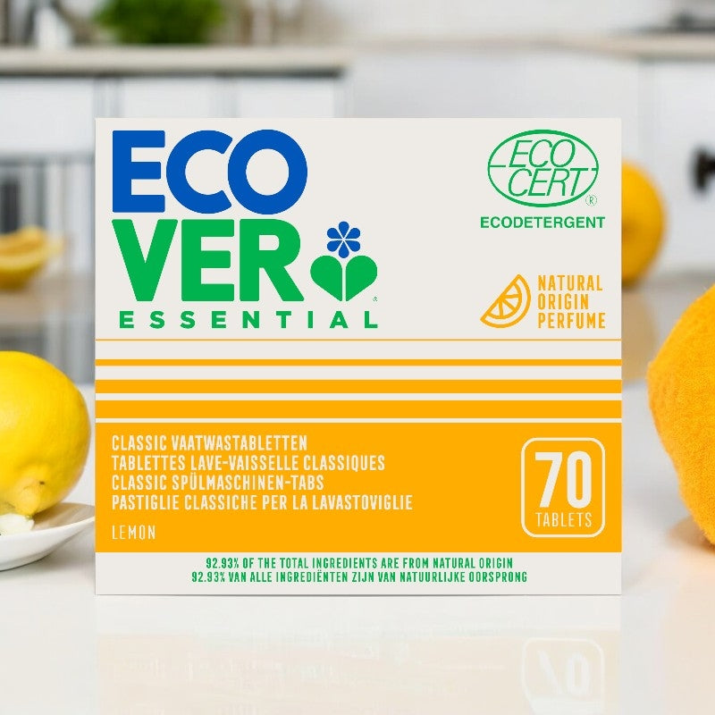 Ecover - Tablettes lave-vaisselle classiques citron écologiques 70 tablettes, 1,4kg