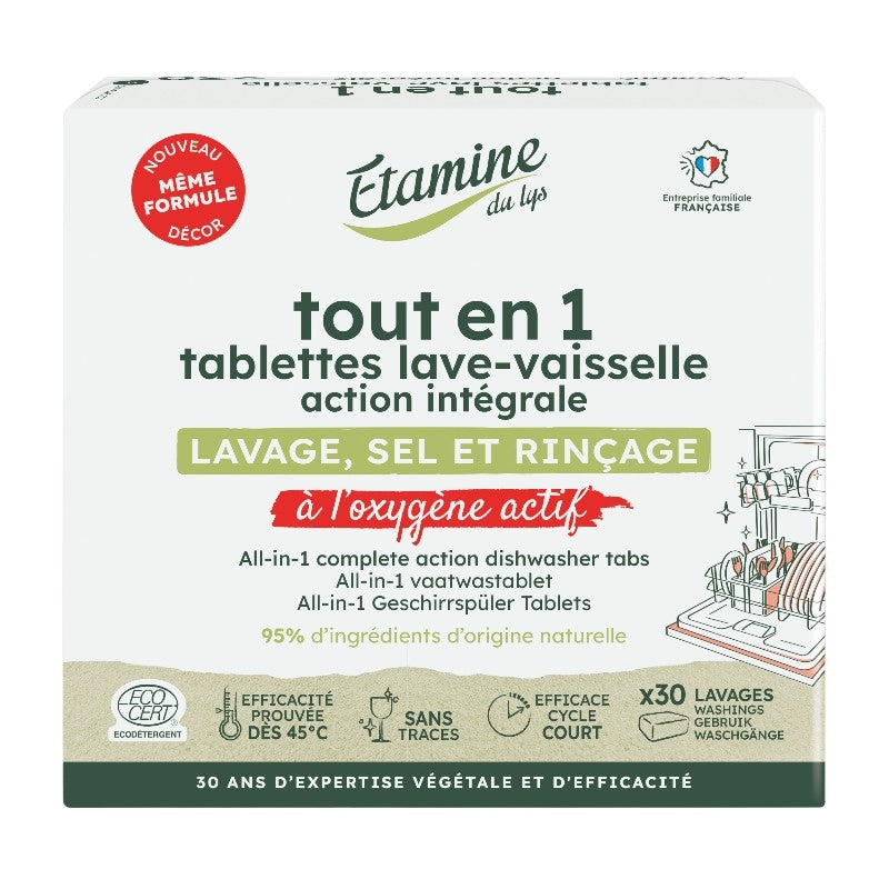Etamine du Lys - Umweltfreundliche, duftstofffreie All-in-One-Geschirrspültabs - 30 Stück 30 pièces