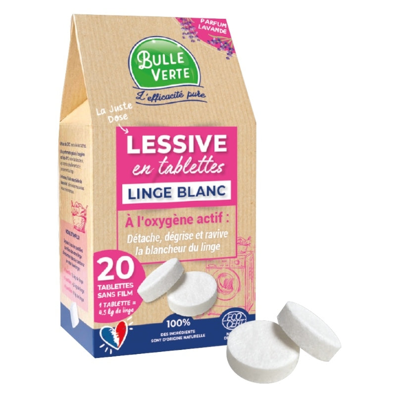 Bulle Verte - Tablettes lessive linge blanc lavande 20 pièces