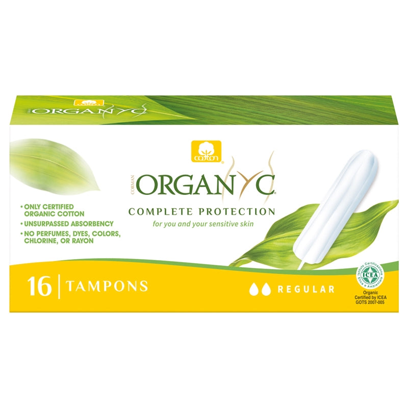 Tampons bio sans applicateur Regular flux léger à moyen Organyc - 16 pièces