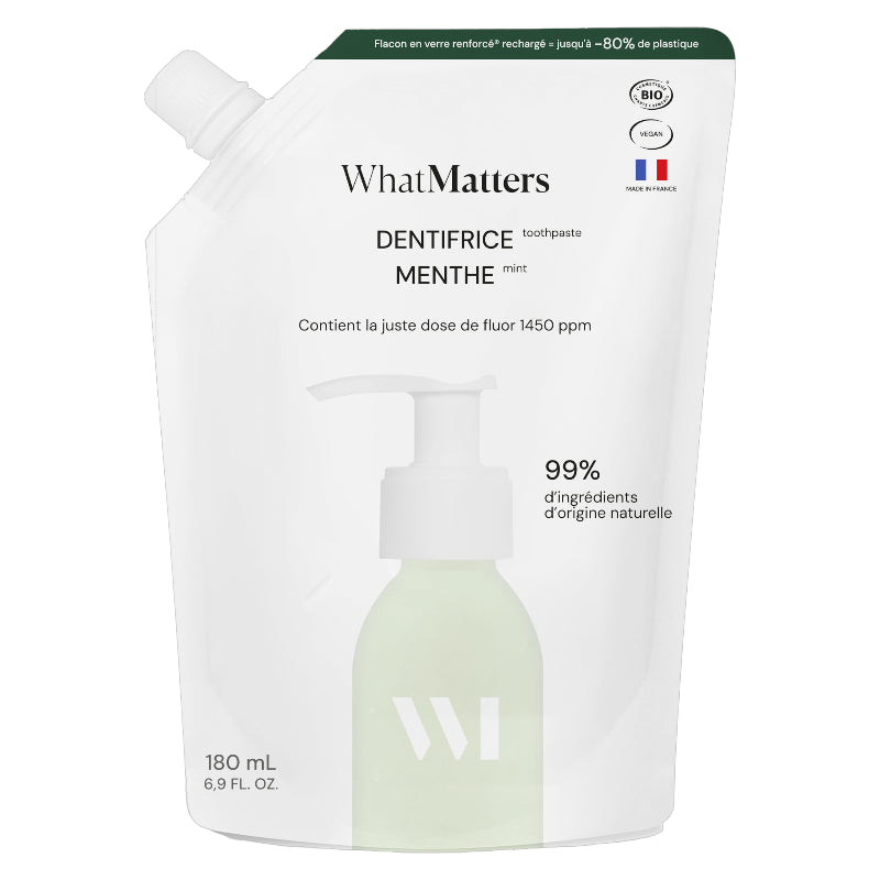 Ökologische Nachfüllpackung Bio-Minz-Zahnpasta mit Fluorid - 180 ml - What Matters
