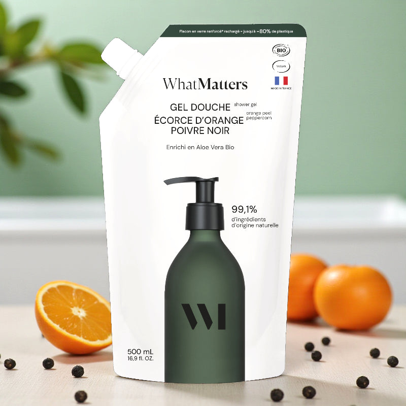 Nachfüllpackung Bio-Duschgel, Orange & schwarzer Pfeffer - 500 ml - What Matters