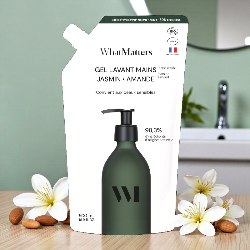 Ökologische Nachfüllpackung für Bio-Handwaschgel mit Jasmin und Mandel - 500 ml - What Matters